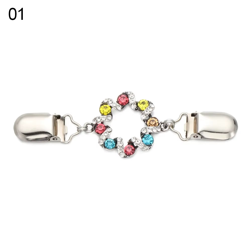 1PC Retro Women Cardigan Sweater Blouse Shawl Clips Shirt Collar Flower Pattern Duck Clip Clasps Fashion Clothing Accessories