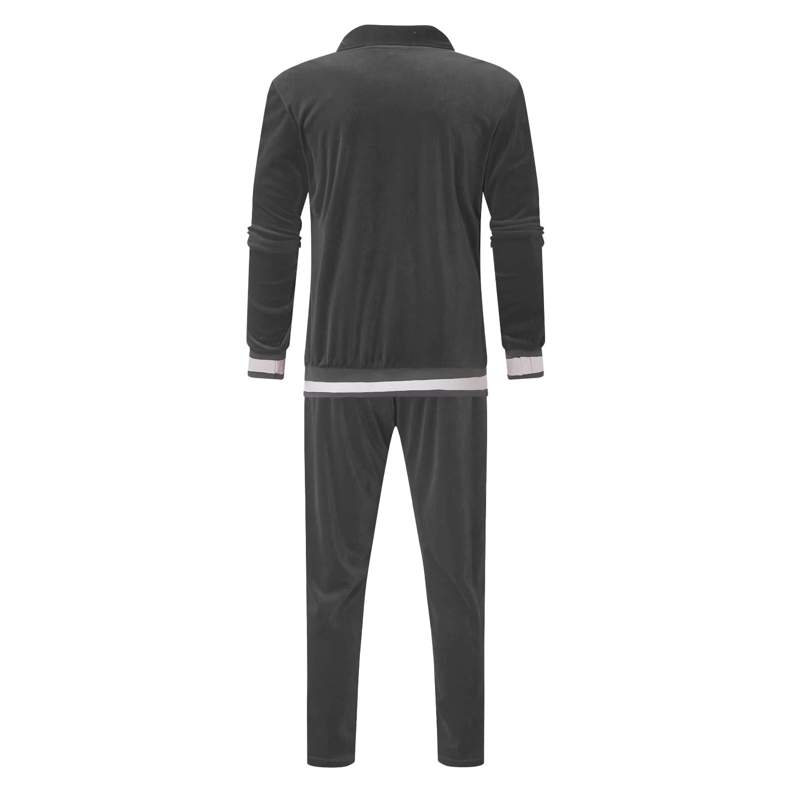 Men'S Two Piece Sweatsuits Striped Soft Golden Velvet Tracksuit for Men Casual Long Sleeve Zip up Jacket Sport Jogger Sweatpant Set Lightweight Outfit Set Gray XXXL