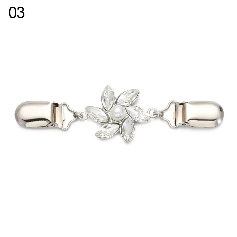 1PC Retro Women Cardigan Sweater Blouse Shawl Clips Shirt Collar Flower Pattern Duck Clip Clasps Fashion Clothing Accessories