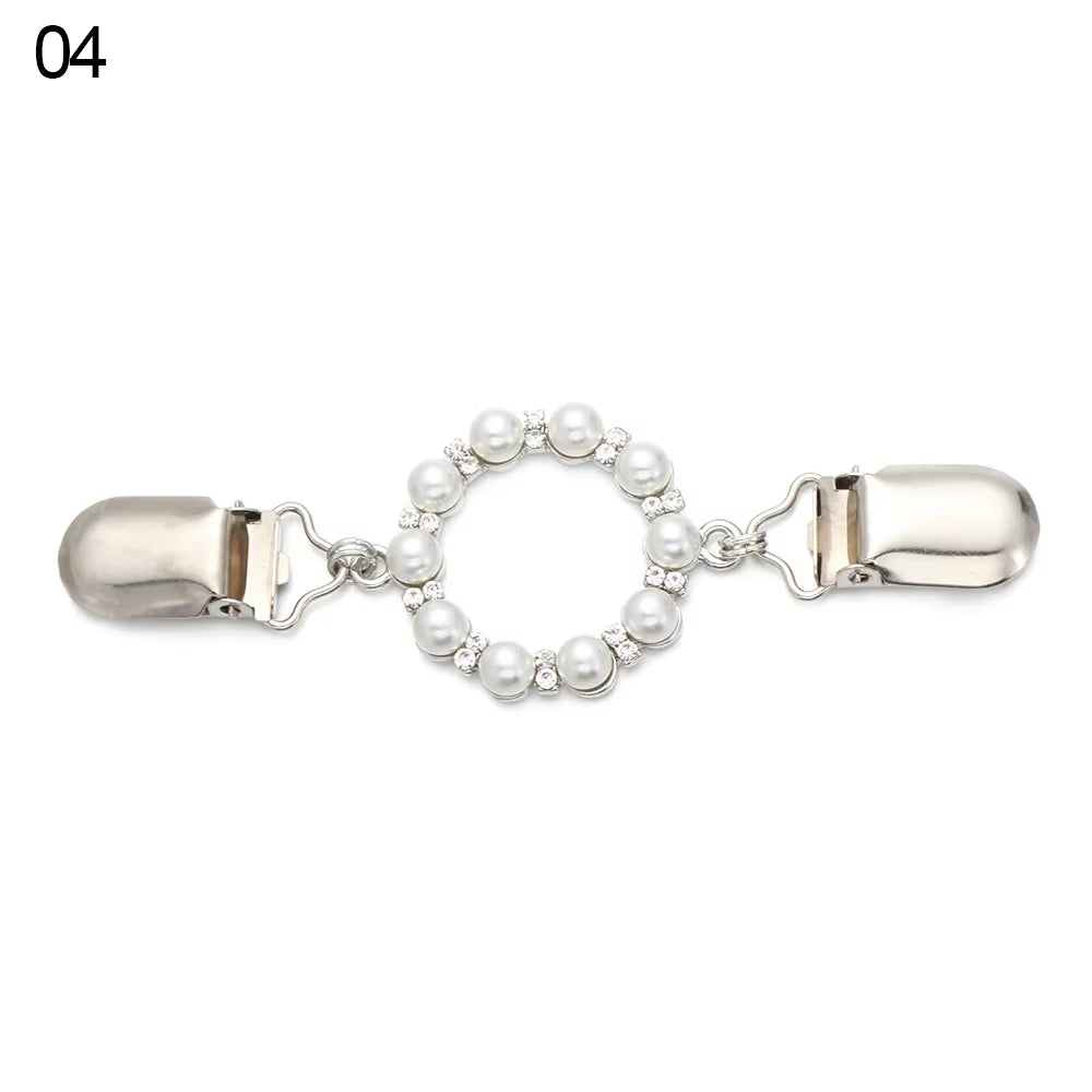 1PC Retro Women Cardigan Sweater Blouse Shawl Clips Shirt Collar Flower Pattern Duck Clip Clasps Fashion Clothing Accessories