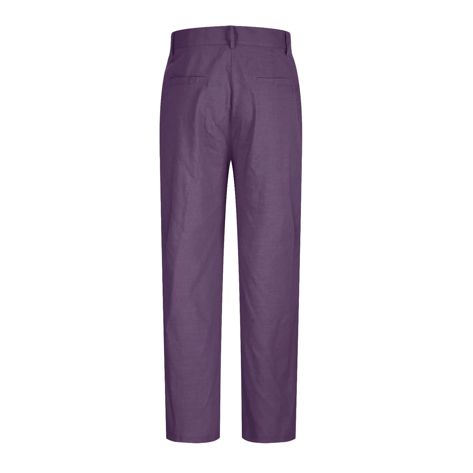 Cotton Linen Pants for Men Pleated Front Trouser Straight Leg Suit Trousers Solid Color Office Trouser Lightweight Linen Pant