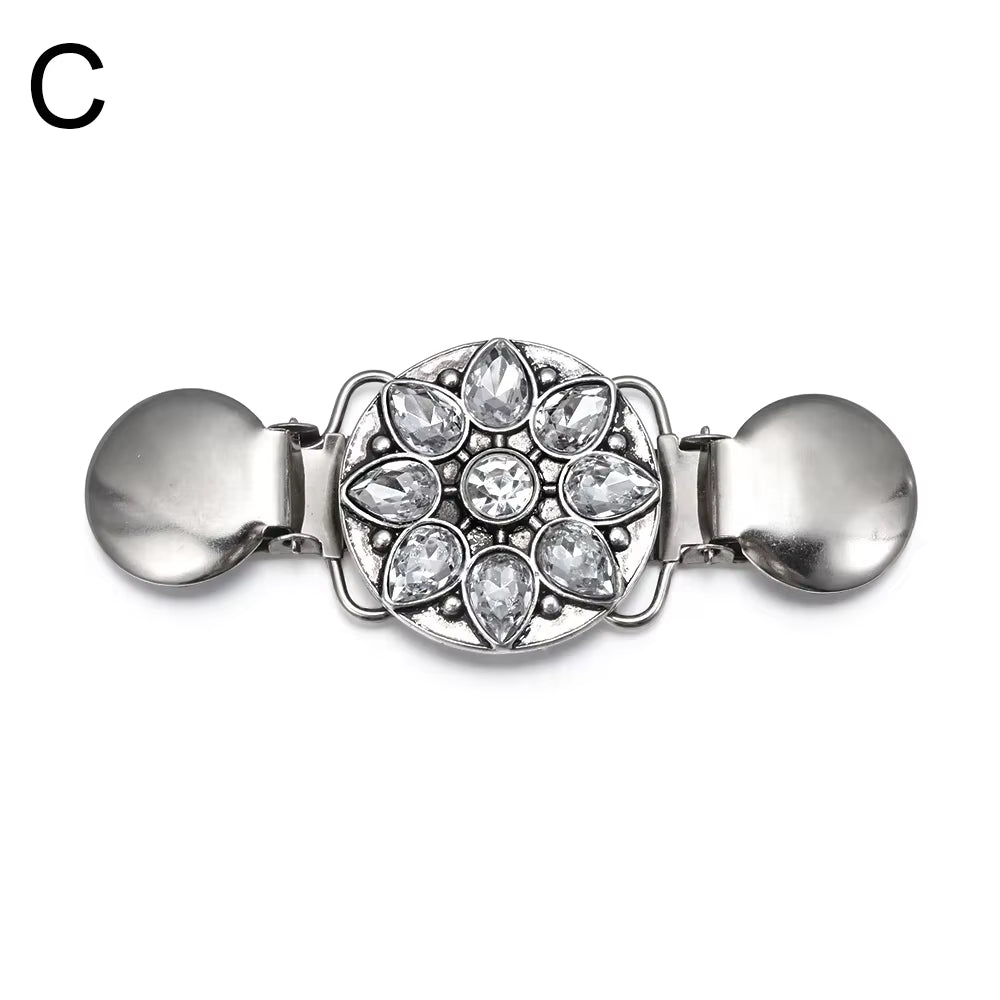 1PC Retro Women Cardigan Sweater Blouse Shawl Clips Shirt Collar Flower Pattern Duck Clip Clasps Fashion Clothing Accessories